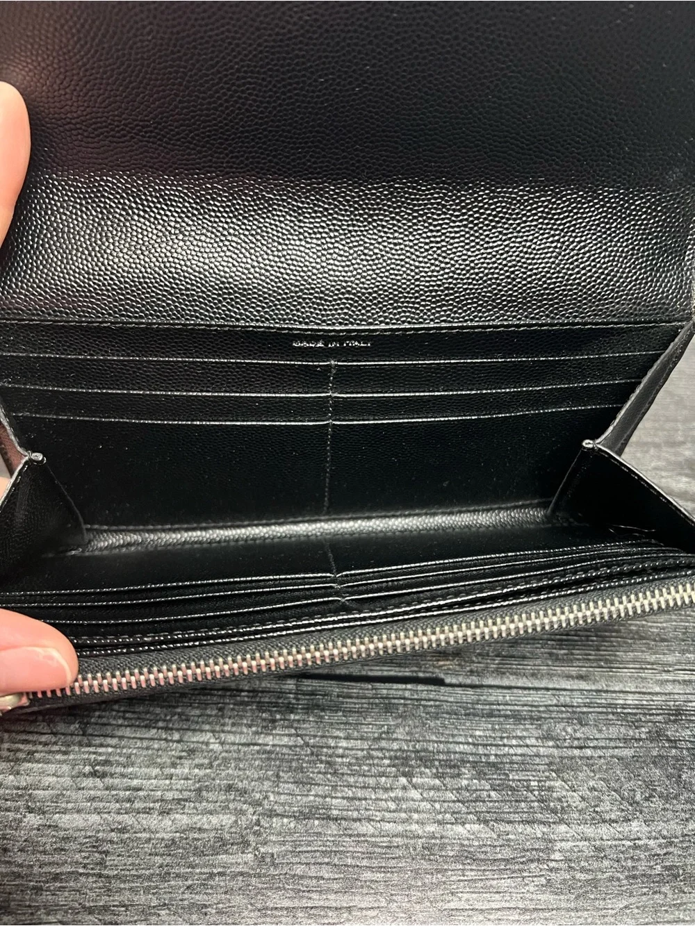 Authentic Saint Laurent Black Grain De Poudre Stud Marquage Wallet w/ COA - Picture 4 of 10